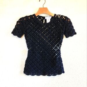 Vintage Dolce & Gabbana Crochet Virgin Wool Short Sleeve Top